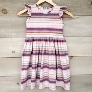 Girls Sleeveless Ruffle-Trim Dress